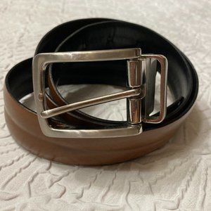 Dockers Leather Belt Men's Reversible Brown Black 34 Center Crease Pewter Buckle